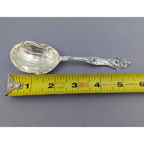 Antique Sterling Silver Sugar Shell Spoon Landers No 2 by Baker Manchester 5-3/8 - Picture 9 of 10